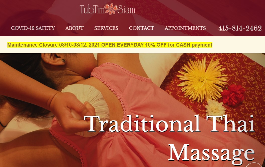 TubTim Siam Thai Massage San Francisco California